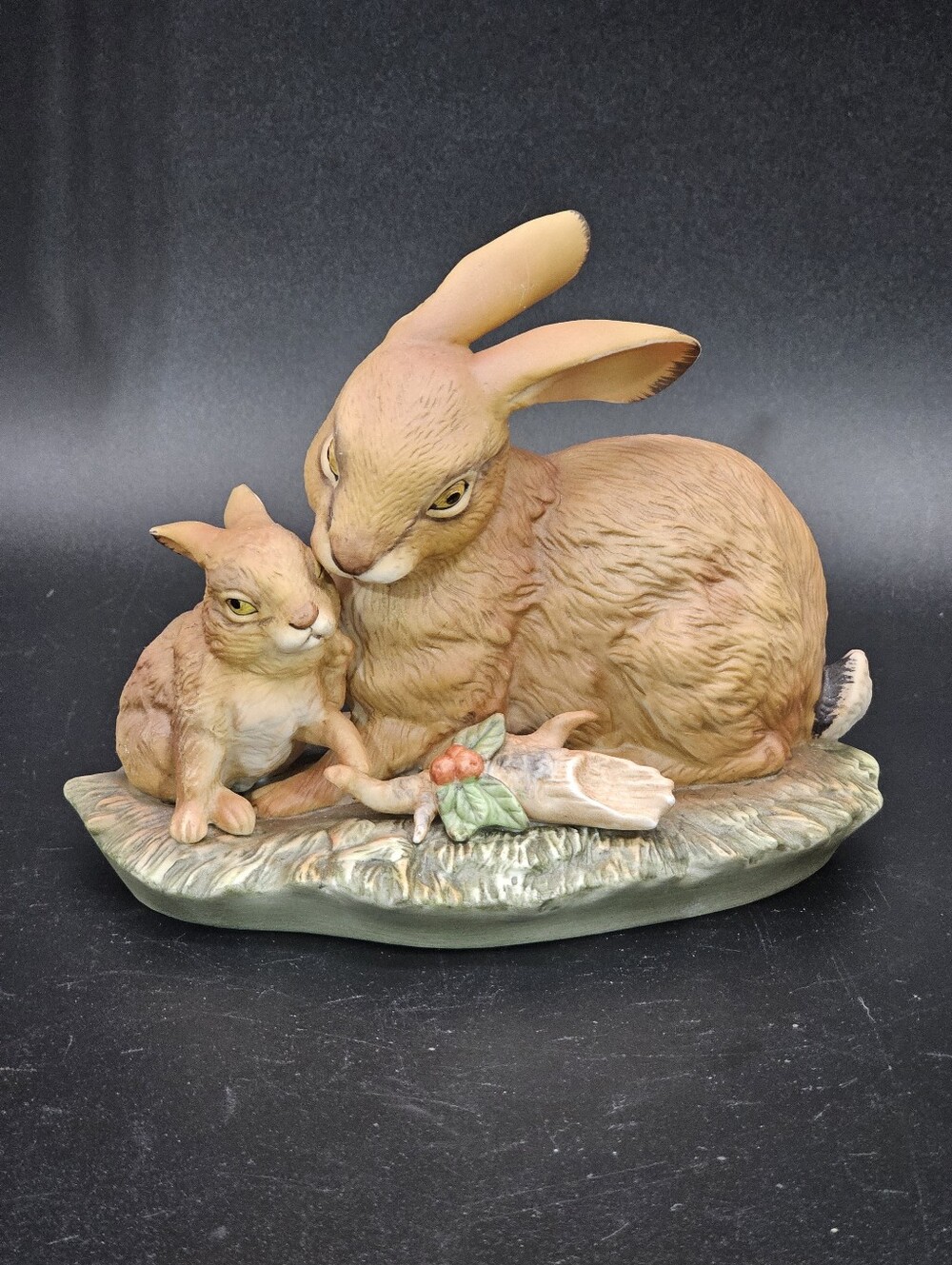 1979 Homco Masterpiece Porcelain Mother and Baby Rabbit Figurine